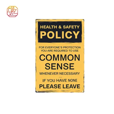 Vintage Aluminum Sign, Retro Metal Novelty Sign, for Home Decor, Health and Safety Policy, Stylish Wall Art Sign, 12x8 Inches