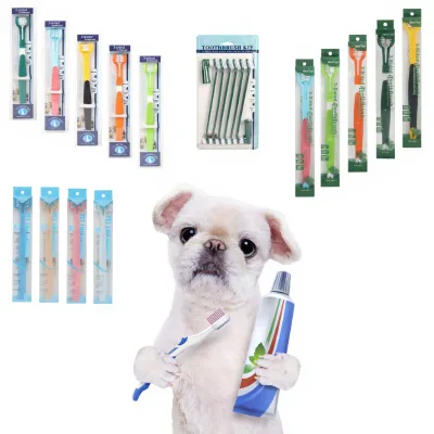 Double Triple Heads Pet Toothbrush Dental Care Molar Cleaning Dog Toothbrush with Package