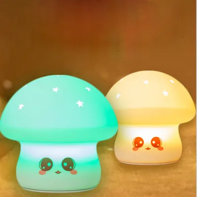 Cute Design Rechargeable Touch Mushroom Feeding Light Li Battery Silicone Rgb Changing Mushroom Bedroom Night Light