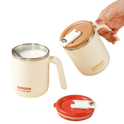 2025 New 304 Stainless Steel Double-Layer Insulated Mug Anti-Scald Home Office Dormitory Coffee & Tea Cup with Vacuum Lid Gift