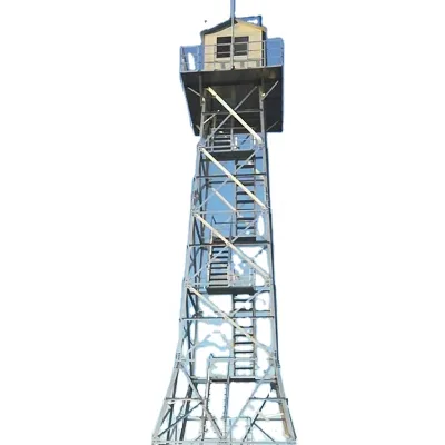 Lattice angular steel platform mountain forest watch outlook fire observation tower