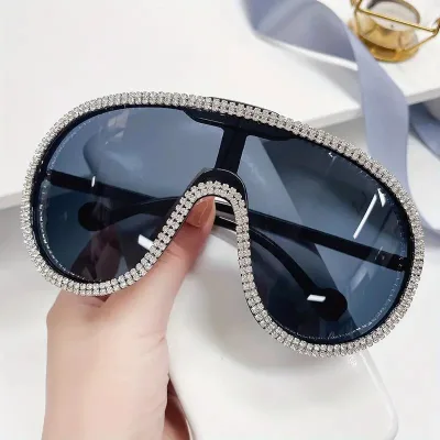 030/European American Cross-Mirror Sunglasses UV400 Lenses Large-Frame Windproof Outdoor PC Street Shot Brick Style Unisex