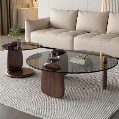 High Quality Coffee Table Small Wood Tea Table Round Table Combination