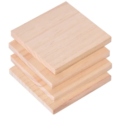 Square Solid Wood Planks Thin Pine Wood Slices DIY Handmade Magnetic Card Materials