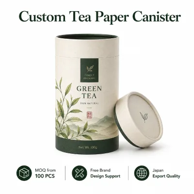 OEM Low MOQ Custom Paper Tea Canister, Eco-friendly Round Canister for Tea Storage, 100pcs