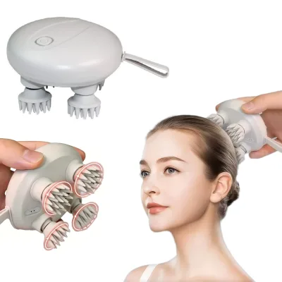 IPX7 Waterproof ABS Material Head Massager Full Body Cat Kneading Scalp Vibration Heating 2 Modes 1100mAh Magnetic Suction