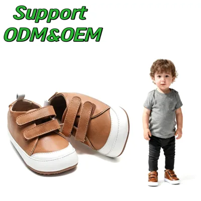 Genuine Leather Kids Casual Shoes Double Straps Flexible Non-slip Rubber Soles