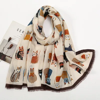 2026 Adorable Cartoon Cat Shawl Scarf Fleece-Touch Warm Winter Wrap Novelty Animal Neck Wear Gift for Teens Girls