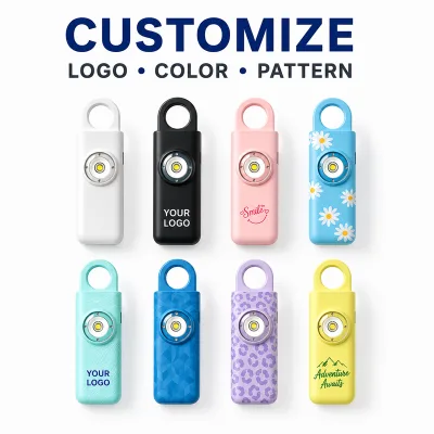 Custom Logo Color Pattern Personal Security Alarm Keychain, Printed Design SOS Panic Alarm for Wholesale
