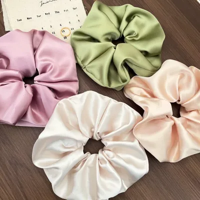 High-Grade Retro Oversize Satin Hair Scrunchies Double-Sided Soft Large Intestine Hair Ring and Headband Accessory