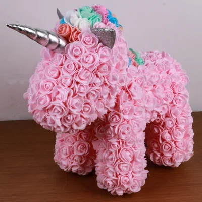 New Arrival Custom Popular Foam Rose Unicorn With Gifts Box Valentines Days Gifts Rose Unicorn