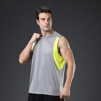 Wholesale 130 Gram Gym Men's T-shirts Cool Round Neck Sleeveless Mesh Plus Size Men's Vest Workout Shirts Singlets for Men