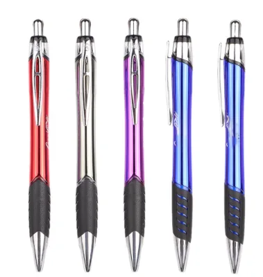Luxury UV Mirror Coating Multi-Color Barrel Ballpoint Pen with Laser Logo LED Light Black/Blue Ink for Promotional Gifts