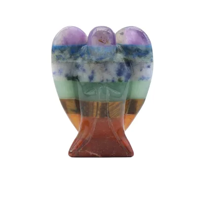 HY Natural 7 Chakra Healing Crystals Stone Crafts Sculpture Angel Ornament for Home Decoration Gift Giving Fengshui Products