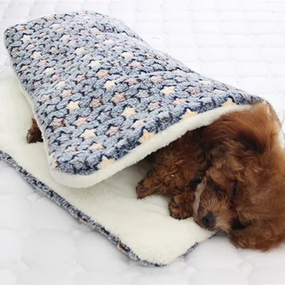 Pet Sleeping Mat Cat Bed Dog Bed Thickened Pet Soft Wool Mat Blanket Mmattress Household Portable Washable Warm Carpet