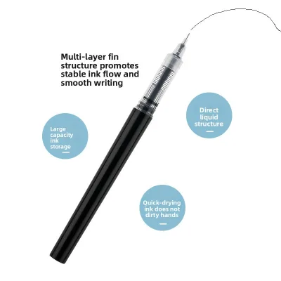 Direct Liquid Roller Ball Pen Quick Drying Custom Logo Stationery Set Syringe 0.5mm Advertising Writing Black Water-Based