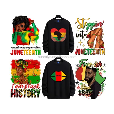 High Quality Wholesale Heat Transfer Sticker Customized June Festival Free Day Ironing T-shirt Heat Transfer Dtf Transfers
