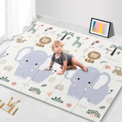 Babyclever Soft Cushioning Waterproof Anti slip Noise Reduction Portable Lightweight Foldable Reversible Patterns Mat Play Mat