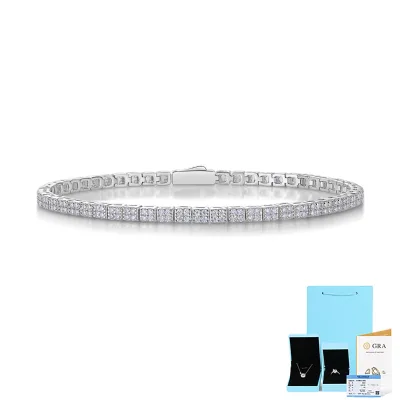 2024 Dainty Jewelry Trendy Sterling Silver Cuban Link Tennis Bracelet With Carat GRA VVS Moissanite Party Gift for Women Men