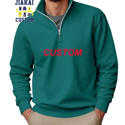 New Design Men's Fashion High Quality French Terry Sweatshirts Long Sleeve Cotton Zip up Polo Shirts Quarter Zip Sweatshirt