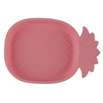 Cartoon Pineapple Integrated Baby Suction Bowl Food Grade Silicone Plate Baby Complementary Dining Tableware Divided Tray
