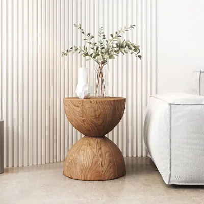 Solid Wood Round Modern Console Table for Living Room Entry Pine Wood Eco-Friendly Home Furniture