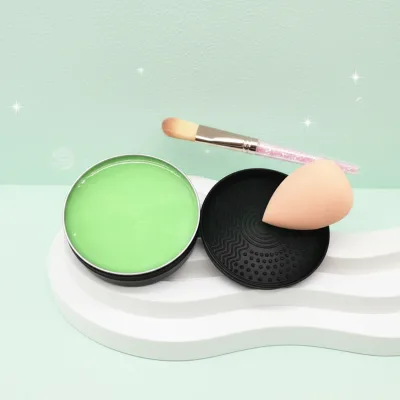 Custom Label Plant-Based Green Tea Makeup Brush Cleaning Soap With Black Tin
