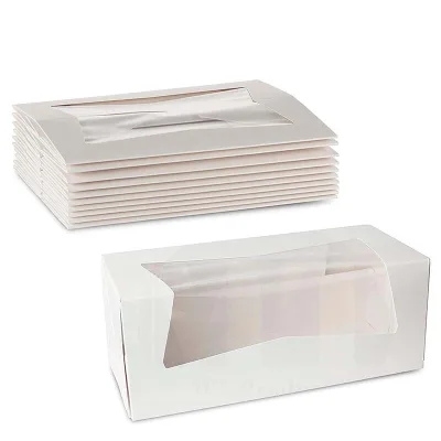 White Cake Boxes - 12*5.5*5.5 Inch White Window White Bakery Boxes - for Wedding, Birthday, Cakes, Bakery