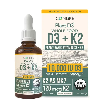 OEM Liquid Drops D3 + K2 Organic Vitamin D3 K2 Liquid Drops Oral Oil Supplement Support Bones Vitamin