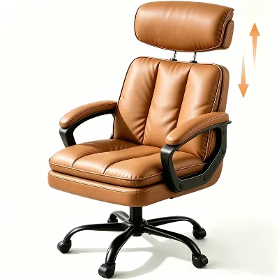 Fully Adjustable Smooth Computer Home Study Office Student Bow Shaped Dormitory Chair 360 Swivel Chair with Thick Cushion(Brown)