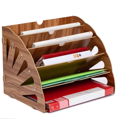 Wholesale Cania Burlywood Wooden Desk Organizer Pen Holder Office Supply Storage Box Custom Office Stationery Gift Set