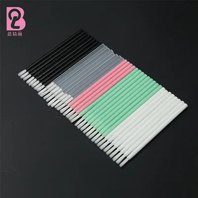 Beiqili Disposable Mini Paint Brushes with Plastic Handle Nylon Bristles & Flat/Smudge Styles for Lip Applicators & Palettes