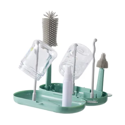 ABS Baby Bottle and Cup Drying Rack Draining Stand Portable Bottle and Nipple Brush