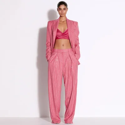 Hot Diamond Pieces Professional Rhinestones Suit Jacket Blazers Pants Set Trousers Suit Two Piece Women's Suits