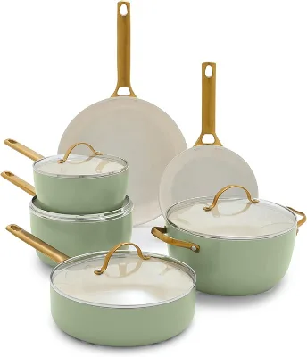 New Arrivals Aluminum Nonstick 10 Piece Cooking Sets Pressed Frying Pan Kitchen Ware Cookware Set for Metal Handle