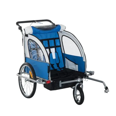 Foldable Twin Bicycle and Baby Stroller with Trailers for Kids' Outdoor Activities