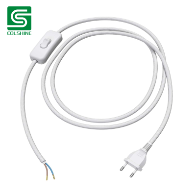 Inline Switch Power Cord Fabric Cable with Grounded Plug for Appliances Home Office