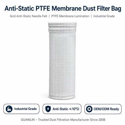 Anti-Static Grid Pattern Needle Felt Polyester Pocket Filter Dust Collector Bag RoHS CE REACH Coal Mine Industrial Dust Filter