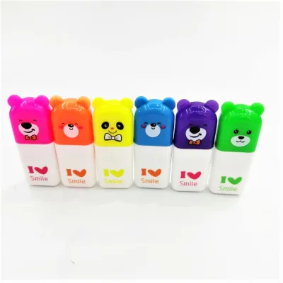 Non-toxic Cute Bear Fancy Colors Mini Highlighter Marker Pens