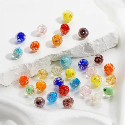 Hot Sales 10mm Multicolor Round Cracked Glass Beads , Wholesale Luminous Lampwork Glass Beads for Bracelet DIY