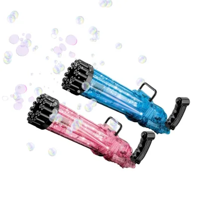 Transparent Band-light Gatling Bubble Machine Hand-held Electric Bubble Gun Children's Bubble Toys Children's Outdoor Toys