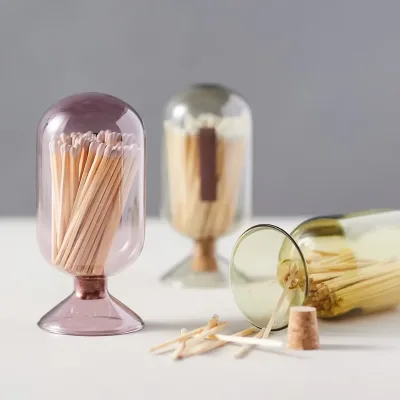 Factory Custom Size Color Shape Blown Borosilicate Ribbed Clear Match Cloche Glass Match Cloche