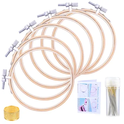 Sell Well Wooden Cross Stitch Hoops Natural Color Adjustable Bamboo Embroidery Hoop