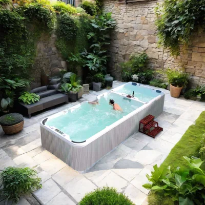 Balboa Outdoor Swim Spa 6M Small Ground Swimming Pool with Waterfall Feature for Outdoor Leisure