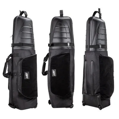 Low Moq Black Plastic Hard Top Golf Trip Bag Foldable Waterproof Canvas Golf Travel Bags Storage Bag with Wheel