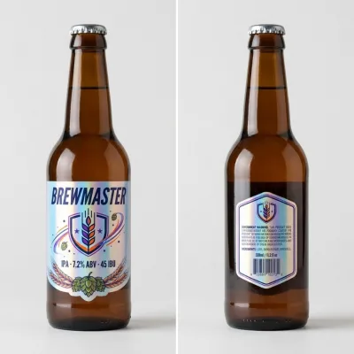 Custom Coated Paper Holographic Laminated Craft Beer Labels Rainbow Iridescent Condensation-Resistant Stickers for Beer Bottles