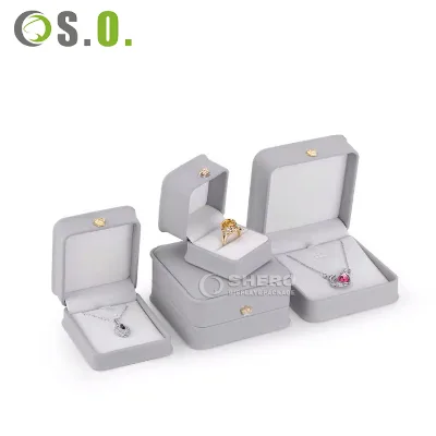 Design Rounded Corner Elegant Leather Diamond Ring Wedding Box plastic ring jewelry box