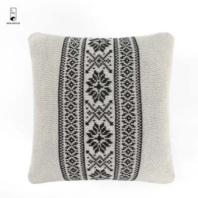 High Quality Black Snowflake Square Knitting Pillow Cushion Case for Home Christmas Decoration