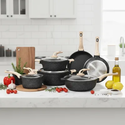 Factory Direct Selling 10Pcs Pans and Pots Cookware Set FDA/LFGB Certified