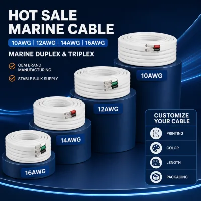 OEM Marine Cable 2Core 3Core 8-28AWG Hot Sales 10AWG 14AWG 16AWGTinned Copper Boat Wire for Yacht Battery Lighting